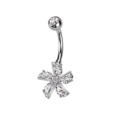 Banane silber mit Kugel Kristall silber und Blume Kristalle silber