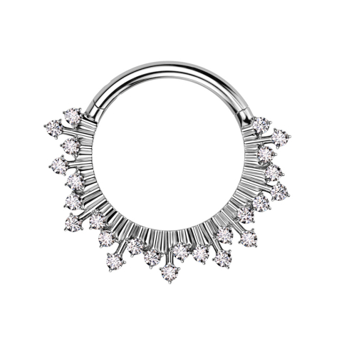 Anello a micro segmenti con cerniera in argento con cristalli argento