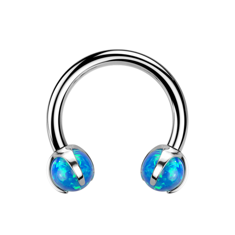Micro Circular Barbell filo interno argento con due sfere blu opale set
