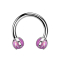 Micro Circular Barbell internal thread silver with two balls opal pink set