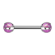 Barbell Innengewinde silber mit zwei Kugeln Opal pink...