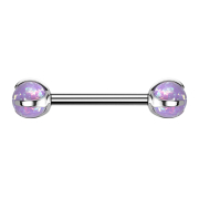 Barbell Innengewinde silber mit zwei Kugeln Opal violett...