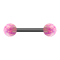 Barbell black with two balls opal pink