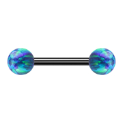 Barbell nero con due sfere blu opale