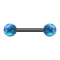 Barbell black with two balls opal blue