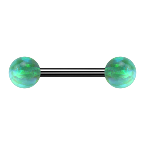 Barbell black with two balls opal green