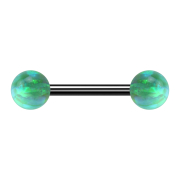 Barbell black with two balls opal green