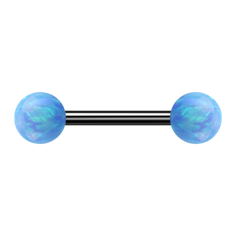 Barbell black with two balls opal light blue