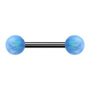 Barbell black with two balls opal light blue