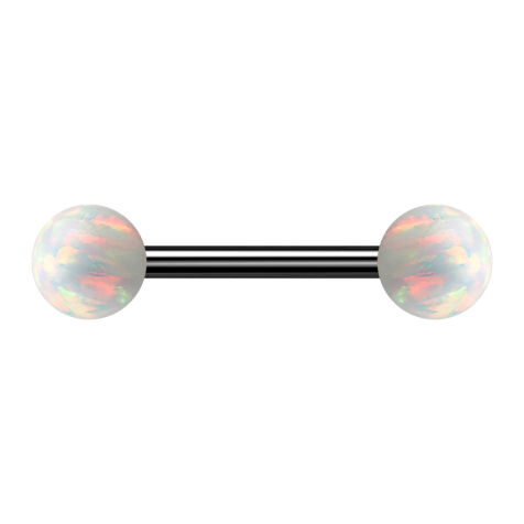 Barbell black with two balls opal white