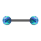 Micro barbell black with two balls opal blue