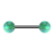 Micro Barbell noir avec deux boules opales vertes