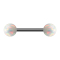Micro barbell black with two balls opal white