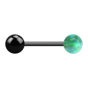 Micro barbell black with ball and ball opal green