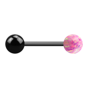 Micro barbell black with ball and ball opal pink