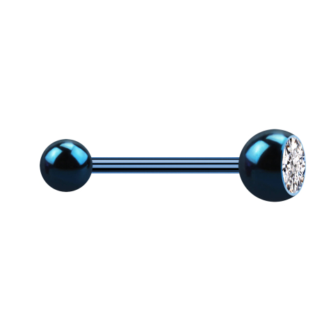 Micro Barbell bleu foncé avec boule et cristal de boule argenté