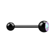 Micro Barbell noir avec boule et boule de cristal...