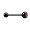 Micro barbell black with ball and ball crystal pink