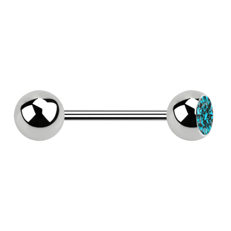 Micro Barbell argent avec boule et boule de cristal aqua