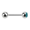 Micro Barbell argent avec boule et boule de cristal aqua