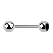 Micro barbell silver with ball and ball crystal black