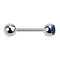 Micro barbell silver with ball and ball crystal dark blue