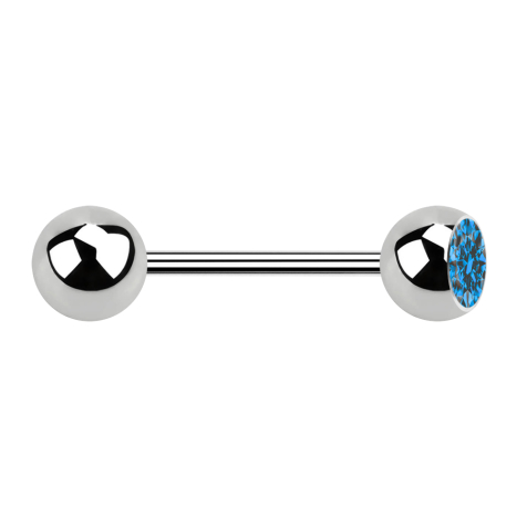 Micro barbell silver with ball and ball crystal light blue