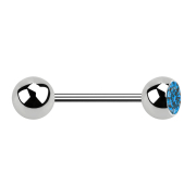 Micro barbell silver with ball and ball crystal light blue