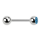Micro barbell silver with ball and ball crystal light blue