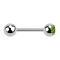 Micro barbell silver with ball and ball crystal light green