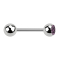 Micro barbell silver with ball and ball crystal light purple