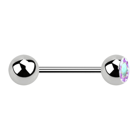 Micro barbell silver with ball and ball crystal multicolor