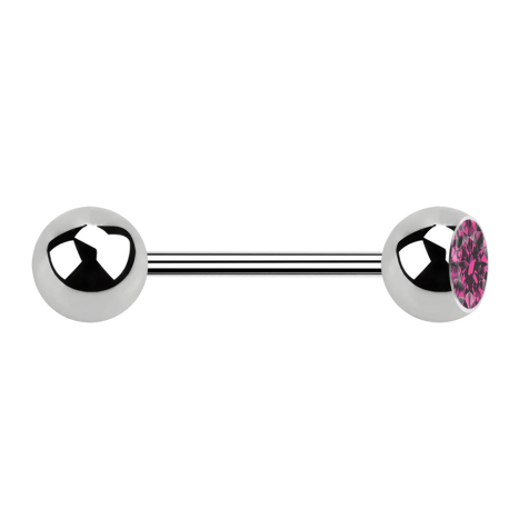 Micro barbell silver with ball and ball crystal pink