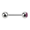 Micro barbell silver with ball and ball crystal pink