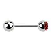 Micro barbell silver with ball and ball crystal red