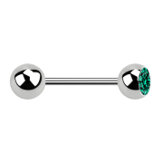 Micro barbell silver with ball and ball crystal turquoise