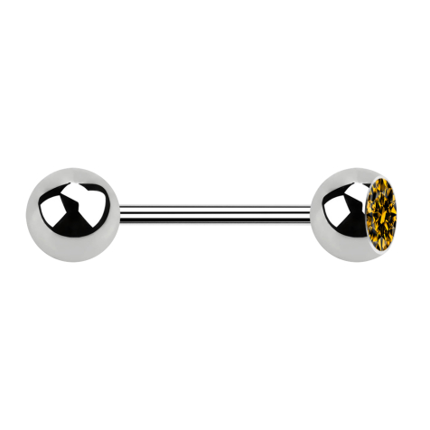 Micro barbell silver with ball and ball crystal topaz