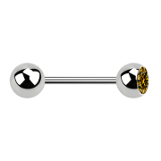 Micro barbell silver with ball and ball crystal topaz