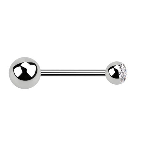 Micro Barbell argent avec boule et boule de cristal argenté