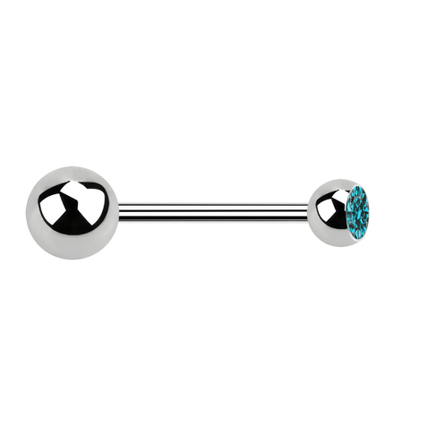 Micro barbell silver with ball and ball crystal aqua