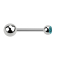 Micro barbell silver with ball and ball crystal aqua
