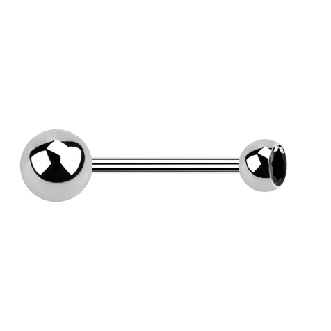 Micro barbell silver with ball and ball crystal black