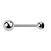 Micro Barbell argent avec boule et boule de cristal noir
