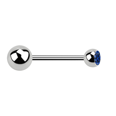 Micro barbell silver with ball and ball crystal dark blue