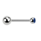 Micro barbell silver with ball and ball crystal dark blue