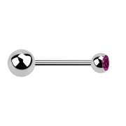 Micro Barbell argent avec boule et cristal boule fuchsia