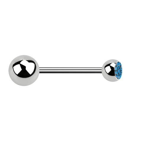 Micro barbell silver with ball and ball crystal light blue