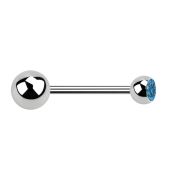 Micro Barbell argent avec boule et cristal boule bleu clair