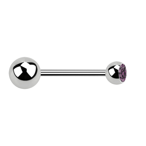Micro barbell silver with ball and ball crystal light purple