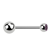 Micro Barbell argent avec boule et cristal boule violet...